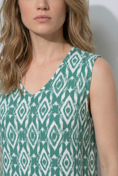 Maxikleid, grafischer Druck, V-Ausschnitt, ärmellos