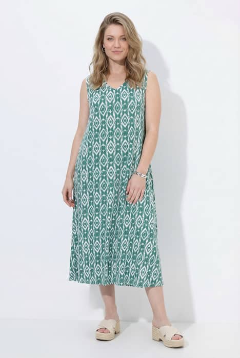 Maxikleid, grafischer Druck, V-Ausschnitt, ärmellos