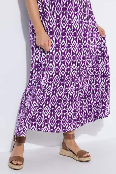 Maxikleid, grafischer Druck, V-Ausschnitt, ärmellos