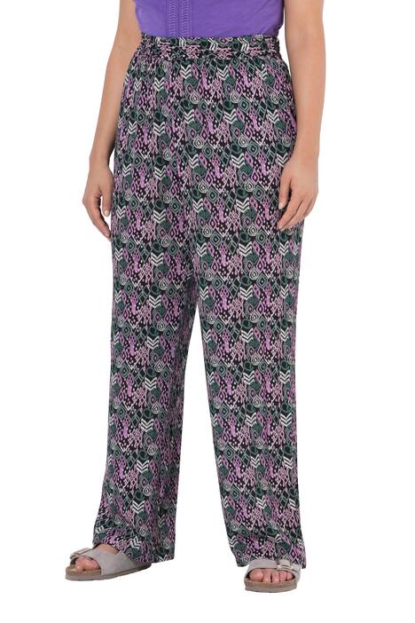 Kalhoty Rose, strukturované, široké nohavice, pružný pas