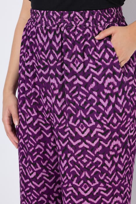 Hose Rose, grafischer Print, weites Bein, Elastikbund