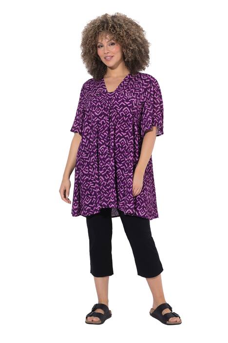 Halenka, ozdobné záhyby, áčkový střih, výstřih Carree, křidélkový polo rukáv