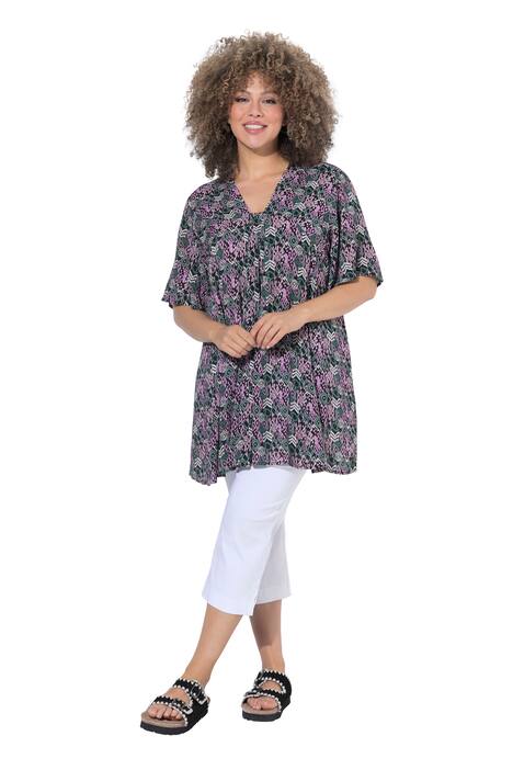 Halenka, ozdobné záhyby, áčkový střih, výstřih Carree, křidélkový polo rukáv