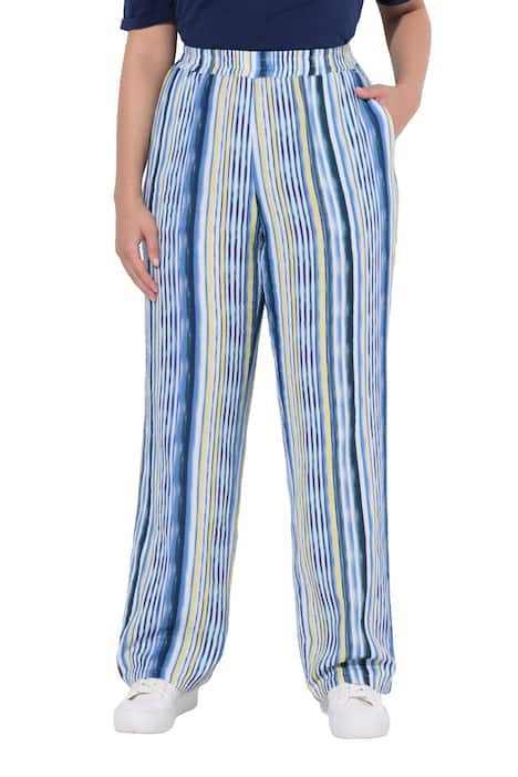 Mušelínové kalhoty Rose, pruhy, široké nohavice, elastický pas