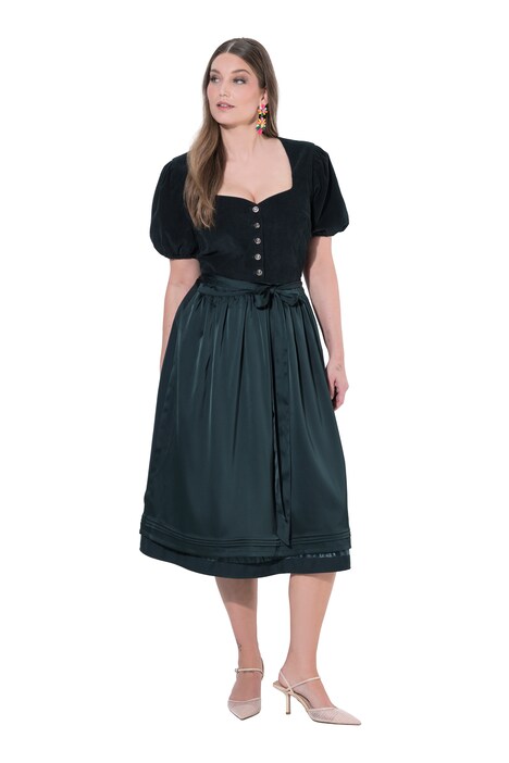 Dirndl, manšestr, srdcovitý výstřih, nabírané krátké rukávy