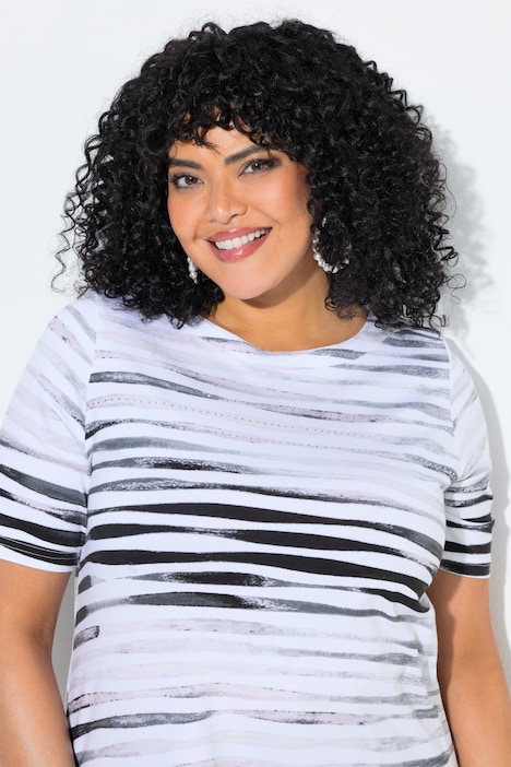 T-Shirt, Ziersteine, U-Boot-Ausschnitt, Halbarm, Pima Cotton