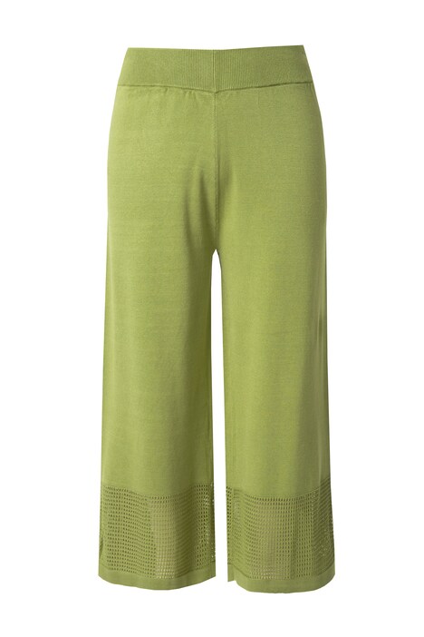 Pletené kalhoty, dírkovaný úplet s pruhy, široké nohavice, elastický pas