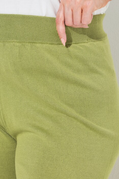 Spodnie z dzianiny, ażurowe paski, szeroka nogawka, elastyczny pas