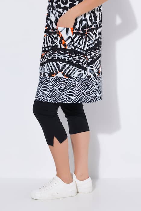 Sukienka z dżerseju, obszycie, okrągły dekolt, bez rękawów, kieszenie