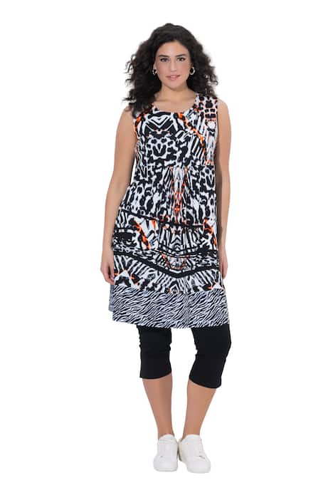 Žerzejové šaty, lemování, kulatý výstřih, bez rukávů, kapsy