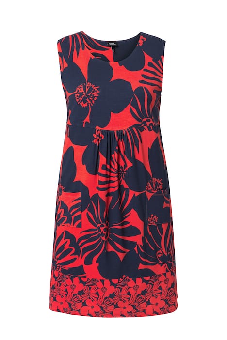 Žerzejové šaty, lemování, kulatý výstřih, bez rukávů, kapsy