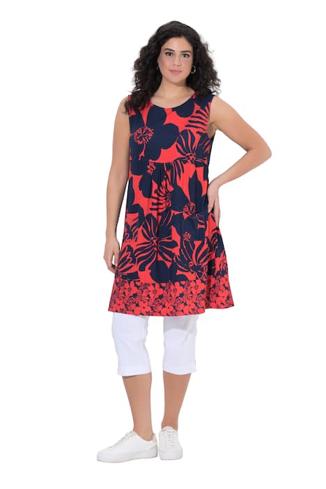 Žerzejové šaty, lemování, kulatý výstřih, bez rukávů, kapsy