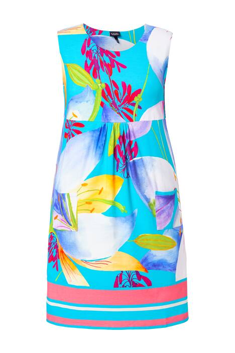 Žerzejové šaty, lemování, kulatý výstřih, bez rukávů, kapsy