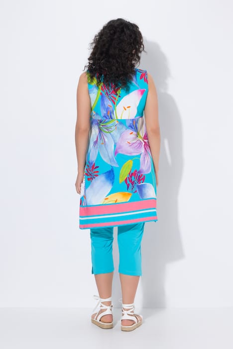 Sukienka z dżerseju, obszycie, okrągły dekolt, bez rękawów, kieszenie