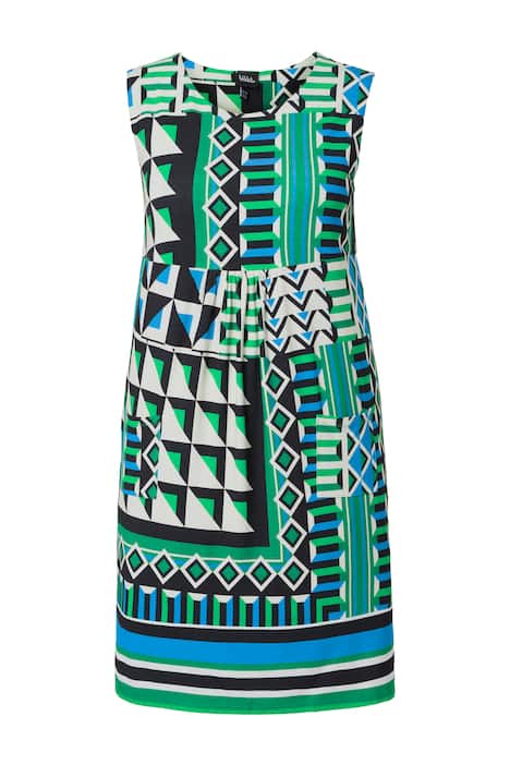 Žerzejové šaty, lemování, kulatý výstřih, bez rukávů, kapsy