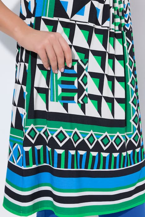 Sukienka z dżerseju, obszycie, okrągły dekolt, bez rękawów, kieszenie