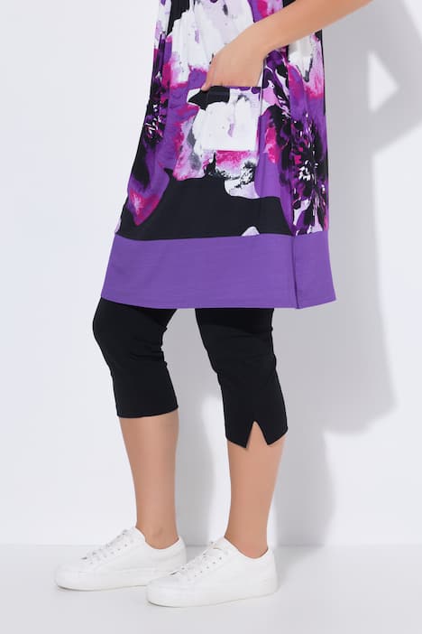 Sukienka z dżerseju, obszycie, okrągły dekolt, bez rękawów, kieszenie