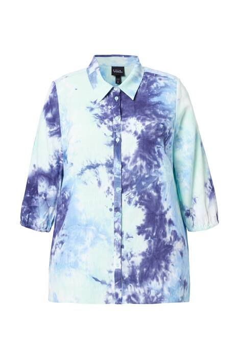 Halenka, lněná směs, košilový límec, 3/4 rukávu