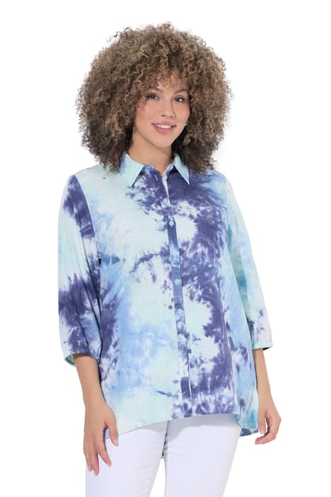 Halenka, lněná směs, košilový límec, 3/4 rukávu