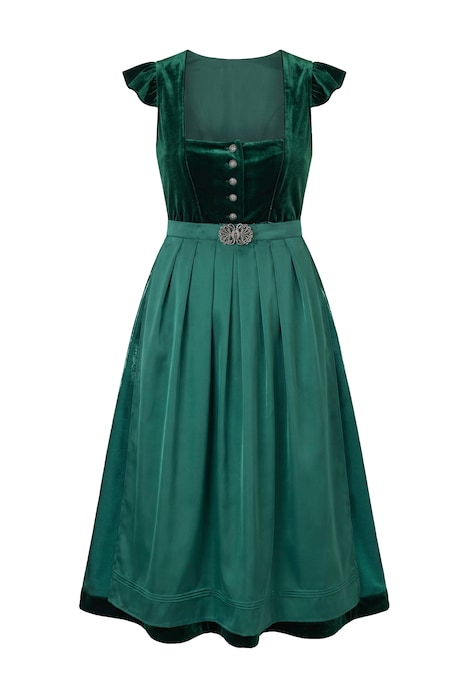 Sametový dirndl, hranatý výstřih, odepínatelné zvonové rukávy