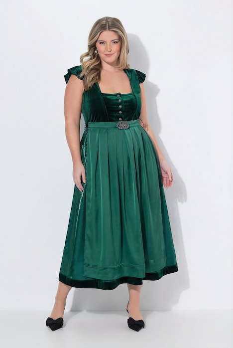 Samt-Dirndl, Carré-Ausschnitt, abnehmbare Flügelärmel