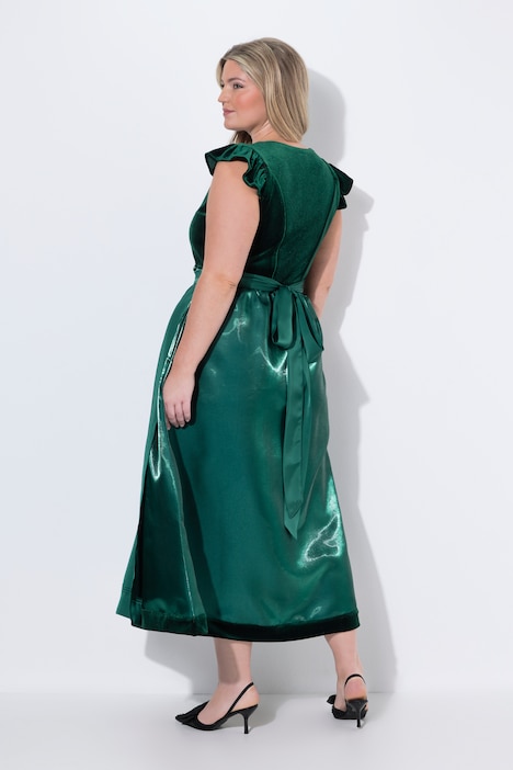 Samt-Dirndl, Carré-Ausschnitt, abnehmbare Flügelärmel