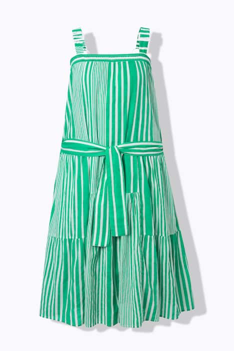 Maxi abito dal taglio smanicato con righe e scollo rettangolare a punto smock