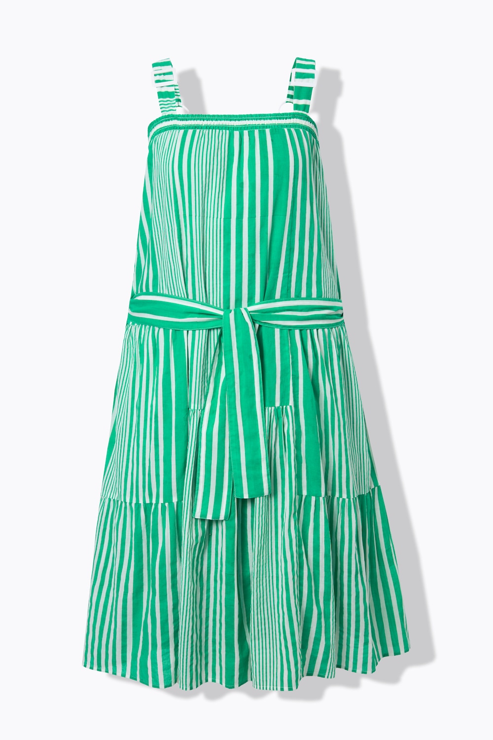 Maxikleid, Streifen, gesmokter Carré-Ausschnitt, ärmellos