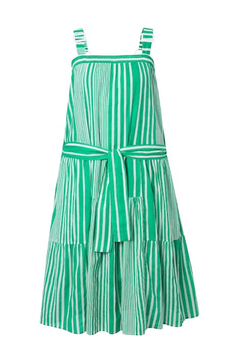 Maxi šaty, pruhy, čtvercový výstřih Carree s nabíráním, bez rukávů