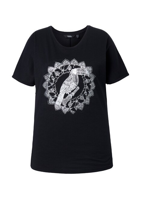 Tričko, metalická zvířecí mandala, V výstřih, polodlouhý rukáv