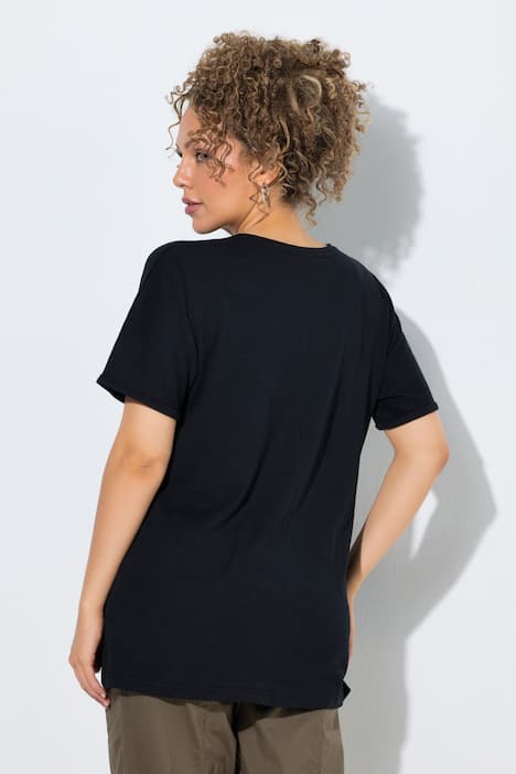 T-Shirt, Metallic-Tiermandala, V-Ausschnitt, Halbarm