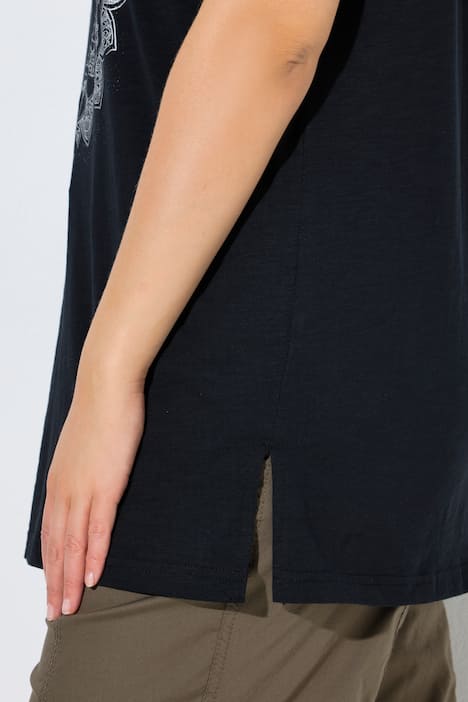 T-Shirt, Metallic-Tiermandala, V-Ausschnitt, Halbarm