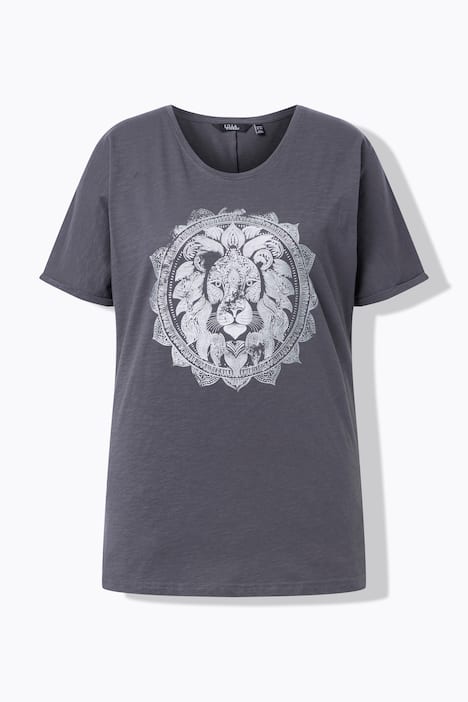 T-Shirt, Metallic-Tiermandala, V-Ausschnitt, Halbarm