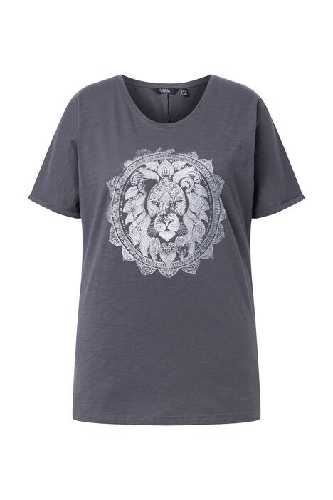 Tričko, metalická zvířecí mandala, V výstřih, polodlouhý rukáv