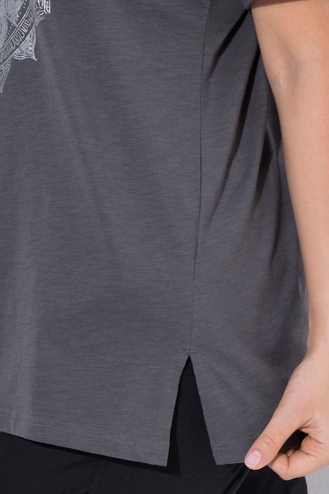 T-Shirt, Metallic-Tiermandala, V-Ausschnitt, Halbarm