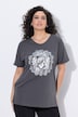 T-Shirt, Metallic-Tiermandala, V-Ausschnitt, Halbarm