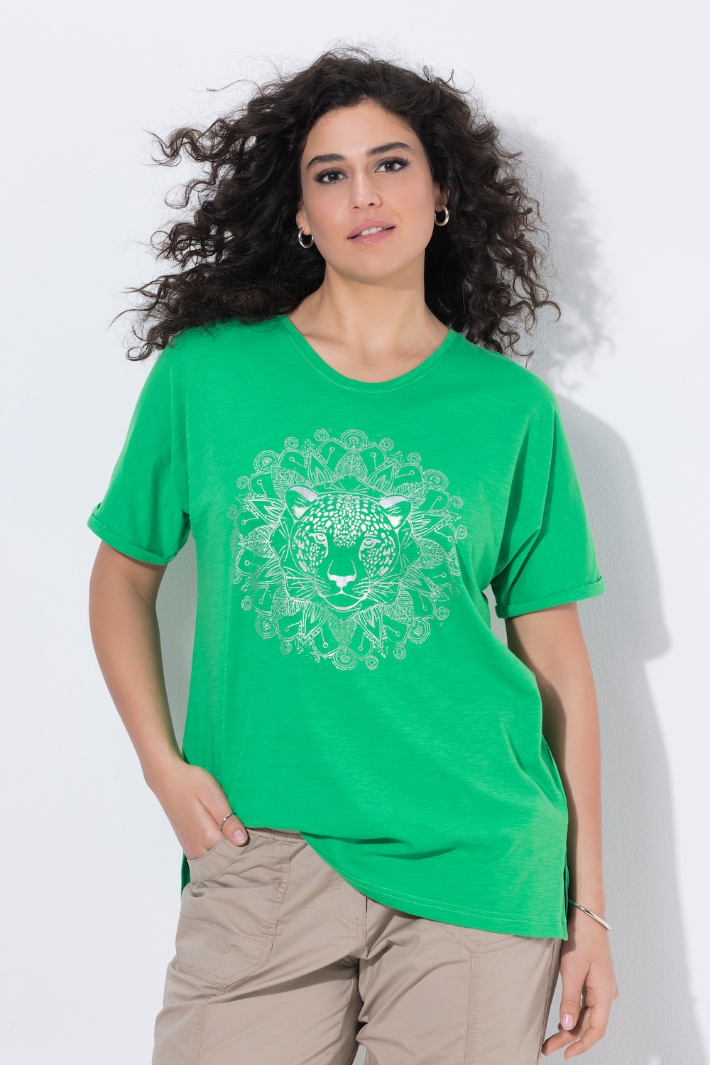 T-shirt, metallic diermandala, V-hals, korte mouwen