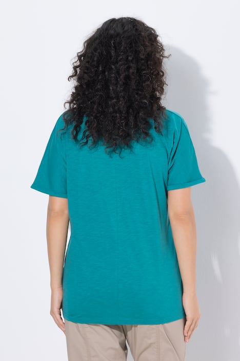 T-Shirt, Metallic-Tiermandala, V-Ausschnitt, Halbarm