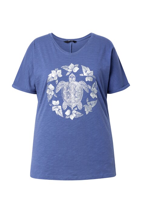 Tričko, metalická zvířecí mandala, V výstřih, polodlouhý rukáv