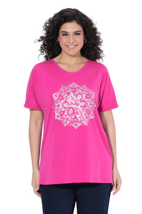 Tričko, metalická zvířecí mandala, V výstřih, polodlouhý rukáv