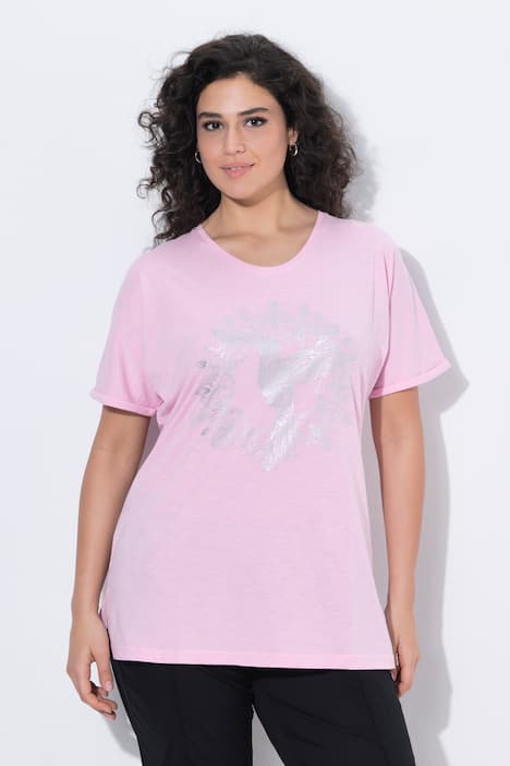 T-Shirt, Metallic-Tiermandala, V-Ausschnitt, Halbarm