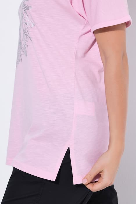 T-Shirt, Metallic-Tiermandala, V-Ausschnitt, Halbarm