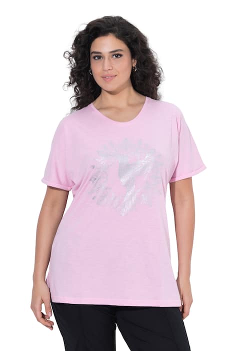 Tričko, metalická zvířecí mandala, V výstřih, polodlouhý rukáv