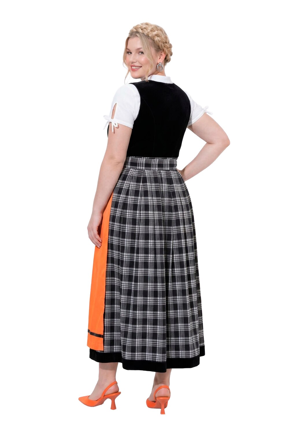 Stora storlekar Dirndl i sammet med djurmönster och fyrkantig urringning, Dam, svart, storlek: 62, Polyester/Viskos, Ulla Popken