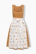 Dirndl van linnenmix, biezen, bloemen, carree hals
