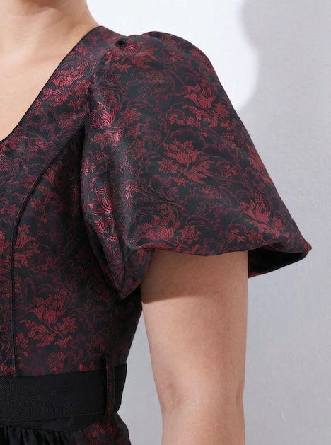 Dirndl, Jacquard, Carré-Ausschnitt, Puff-Halbarm