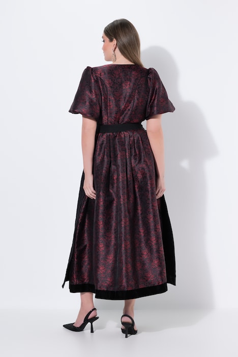 Dirndl, Jacquard, Carré-Ausschnitt, Puff-Halbarm