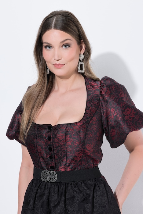 Dirndl, Jacquard, Carré-Ausschnitt, Puff-Halbarm