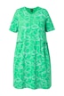 Žerzejové šaty, potisk s citrony, nabírání, V výstřih, polodlouhý rukáv