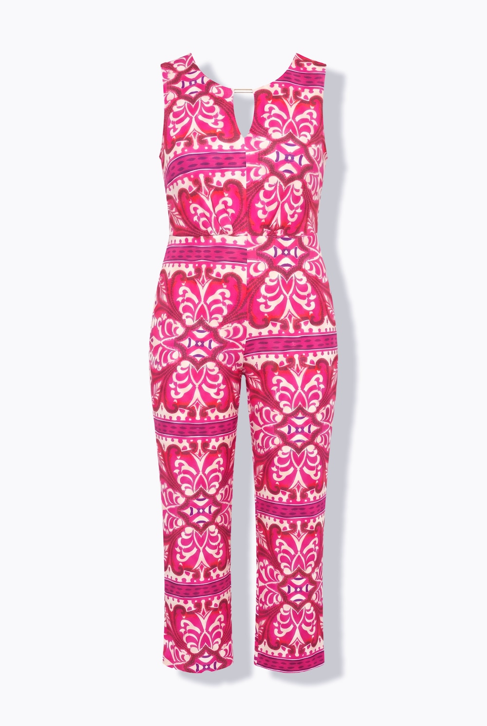 Jersey jumpsuit, wijde pijp, ronde hals, mouwloos